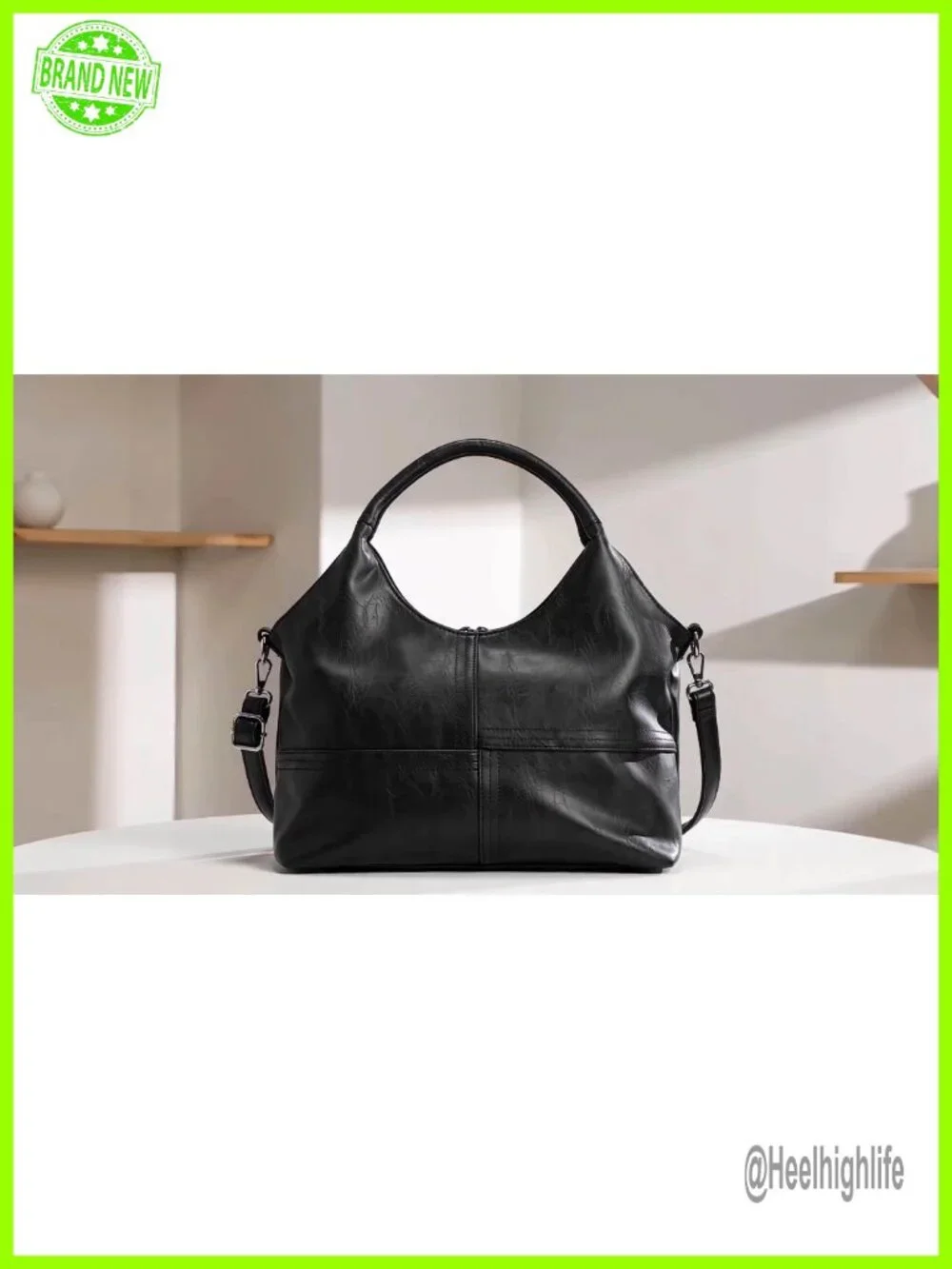 Vegan Leather Satchel Hobo Bag Adjustable Crossbody Strap Tote Handbag